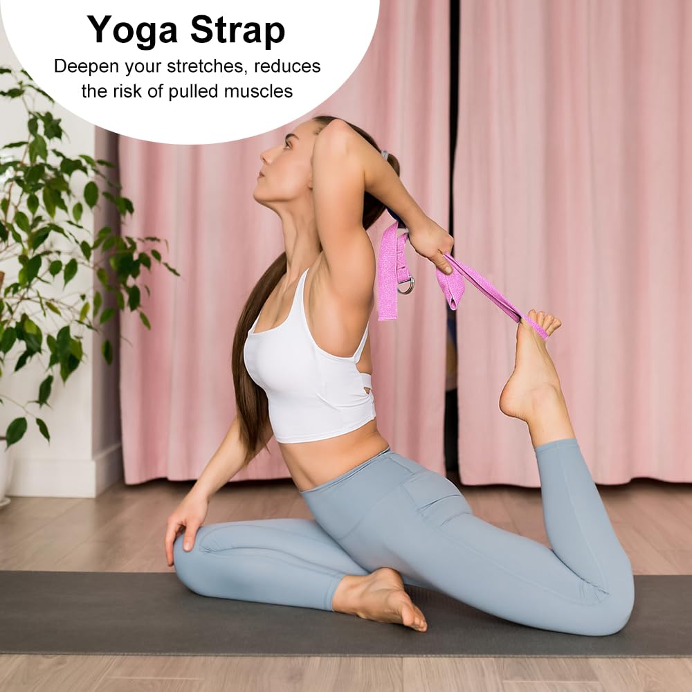 Lot de 2 blocs de yoga et 2 sangles de yoga - Blocs de mousse EVA antidérapants - Briques de yoga haute densité avec sangle de 6 m - Accessoire de yoga sans latex pour pilates