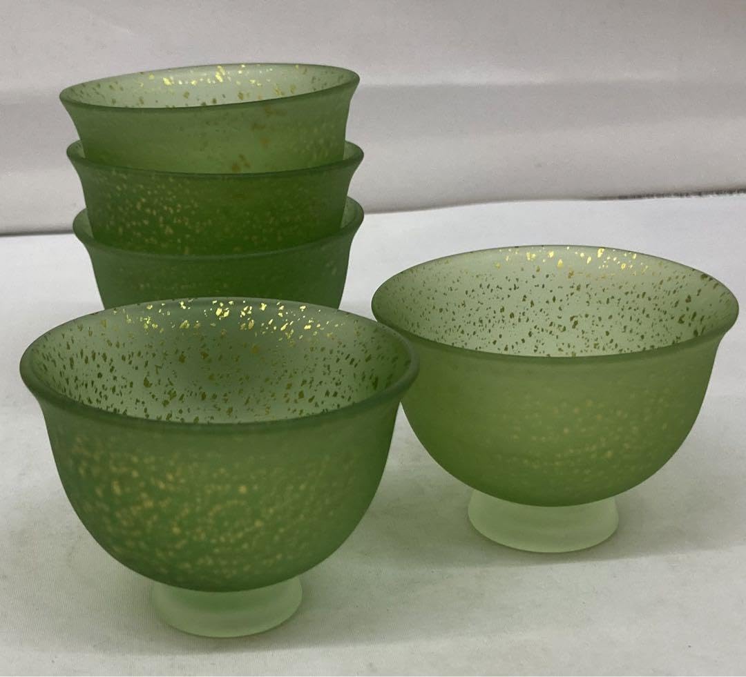 Amazon.co.jp: B135 上野良樹作硝子製 煎茶碗5客 共箱 煎茶道具 酒器 