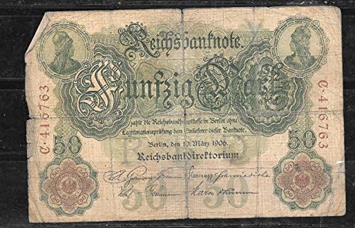 Germany #26A 1906 50 Mark Good Circulated, Old Banknote Paper Money Bill Note- Rare For Collectors (Only 1 pc left)