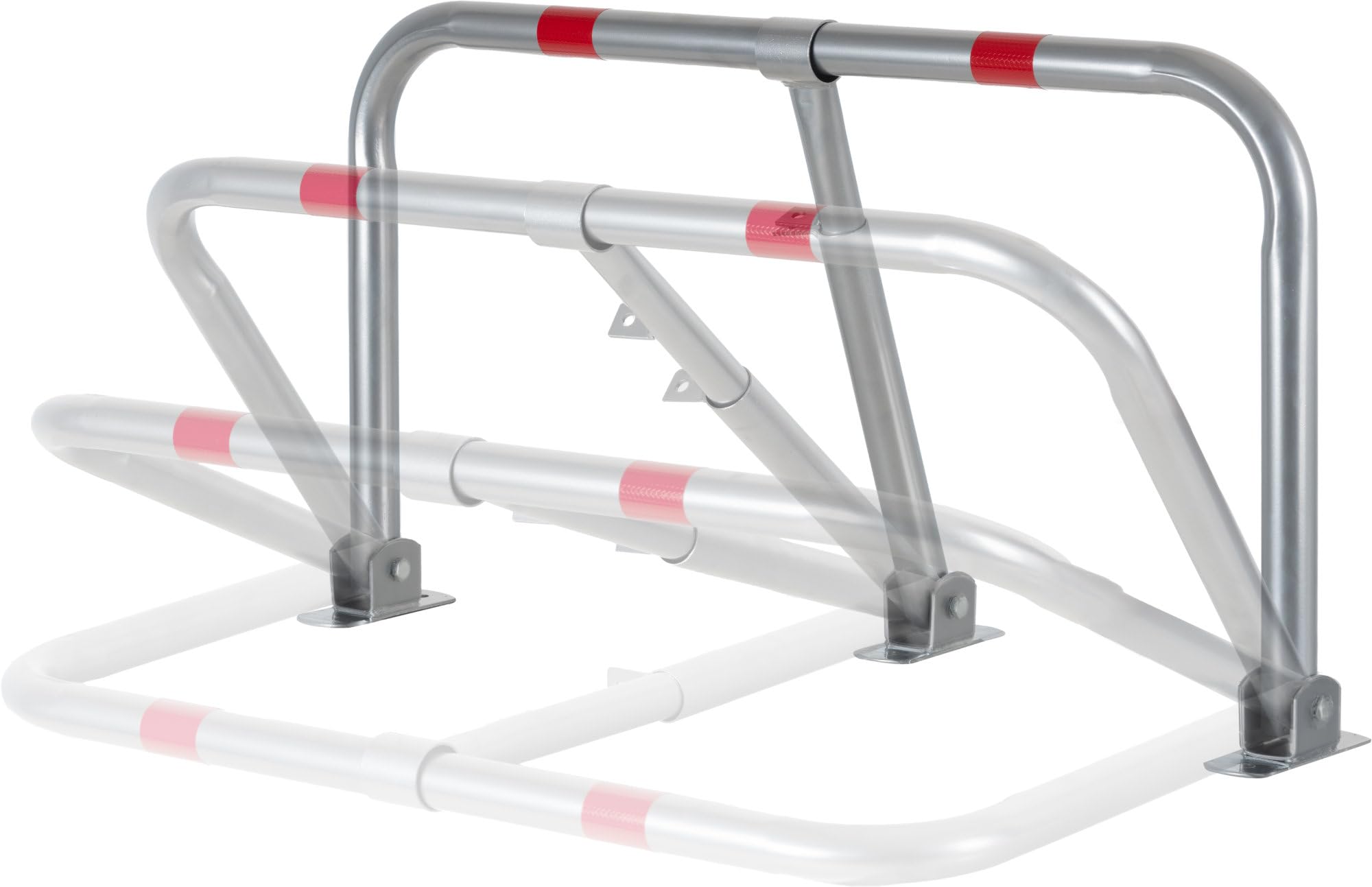Stagecaptain PPB-81 SR Parkplatzbügel - stabile Parkplatzsperre aus galvanisiertem, pulverbeschichtetem Stahl - Abschließbar (3 Schlüssel inklusive) - Mit Reflektorstreifen und Montagematerial
