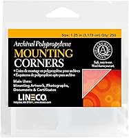 Vista 7 de Lineco Esquinas de montaje de polipropileno sin ácidos, autoadhesivas y sensibles a la presión, 1.25 pulgadas, para imágenes y documentos