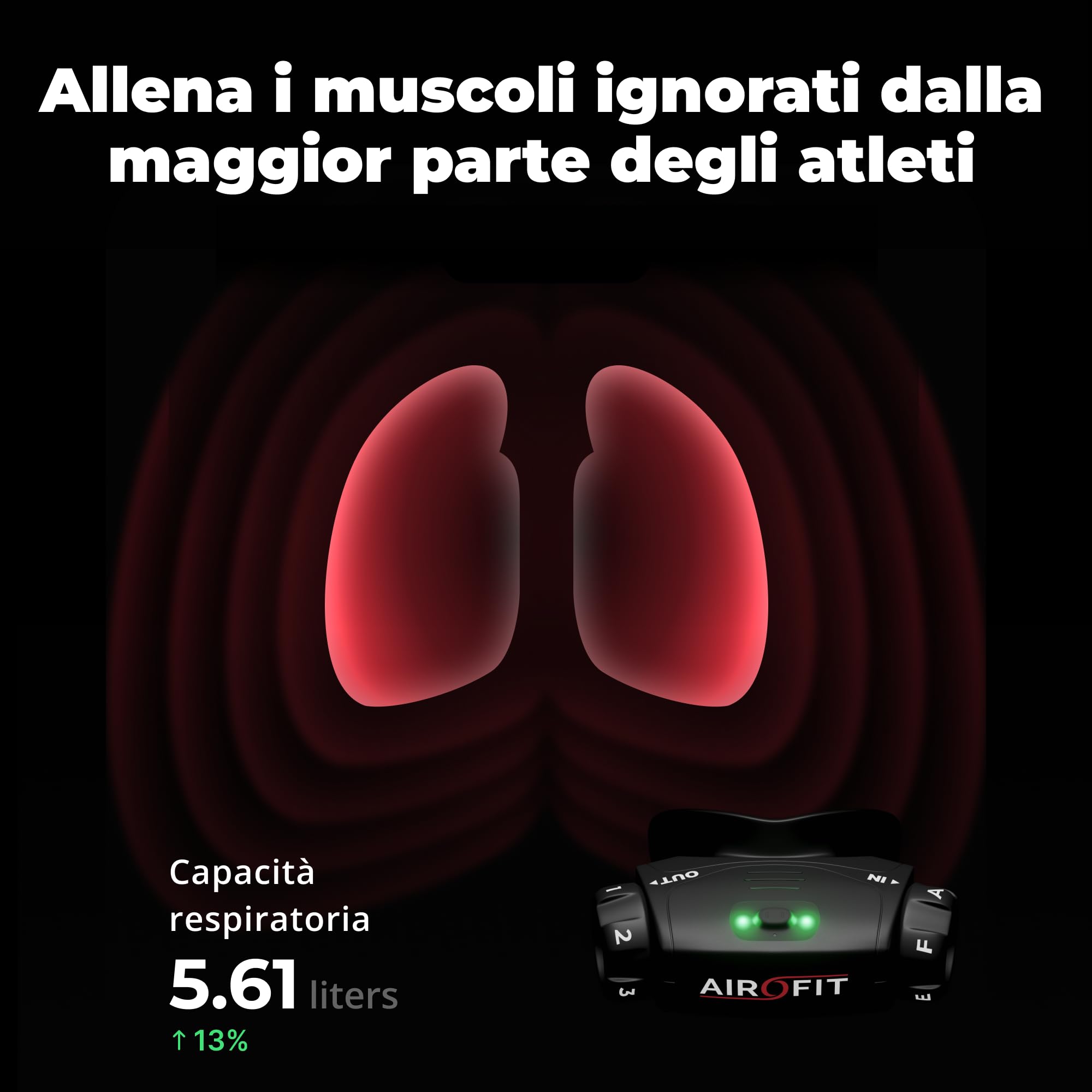 Airofit Elite Allenatore Respiratorio – Resistenza Regolabile | Portatile; ruote di resistenza; allenamento respiratorio con app; casa, palestra e viaggio