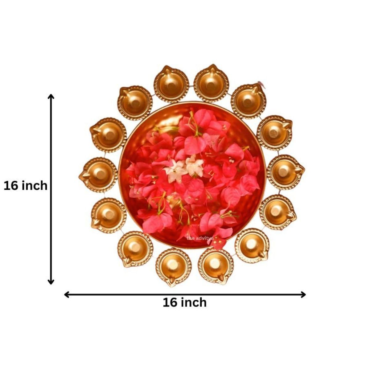 The Advitya Ciotola Urli in ottone a forma di Diya, realizzata a mano, per decorazione domestica, ciotola per potpourri Uruli Diya per decorazione floreale galleggiante e candele tea light, articoli