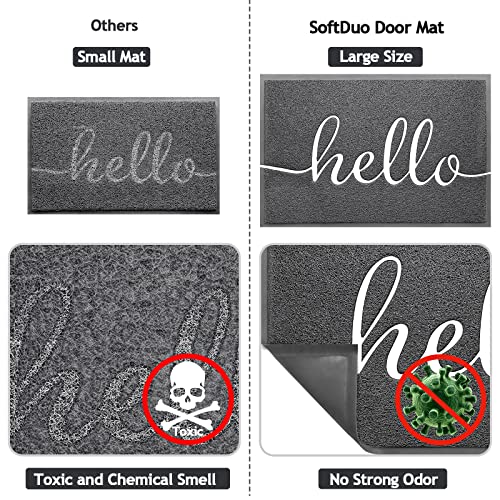 Softduo Door Mat 36"X 24" Grey Welcome Mat Easy To Clean Indoor Door Mats Outdoor Low Profile Front Floor Doormat Durable Entry Mat No Strong Odor Rugs For Entryway Patio Back Yard Door Rug #TOP3