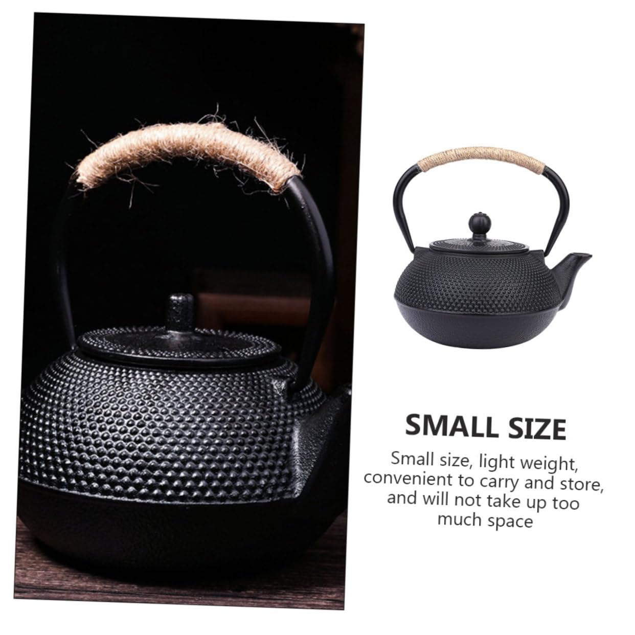 DOITOOL Tetera de Hierro Japonesa Pequeña de 900ml, Ligera y Fácil de Limpiar, Estilo Retro Vintage para Oficinas y Salas de Té