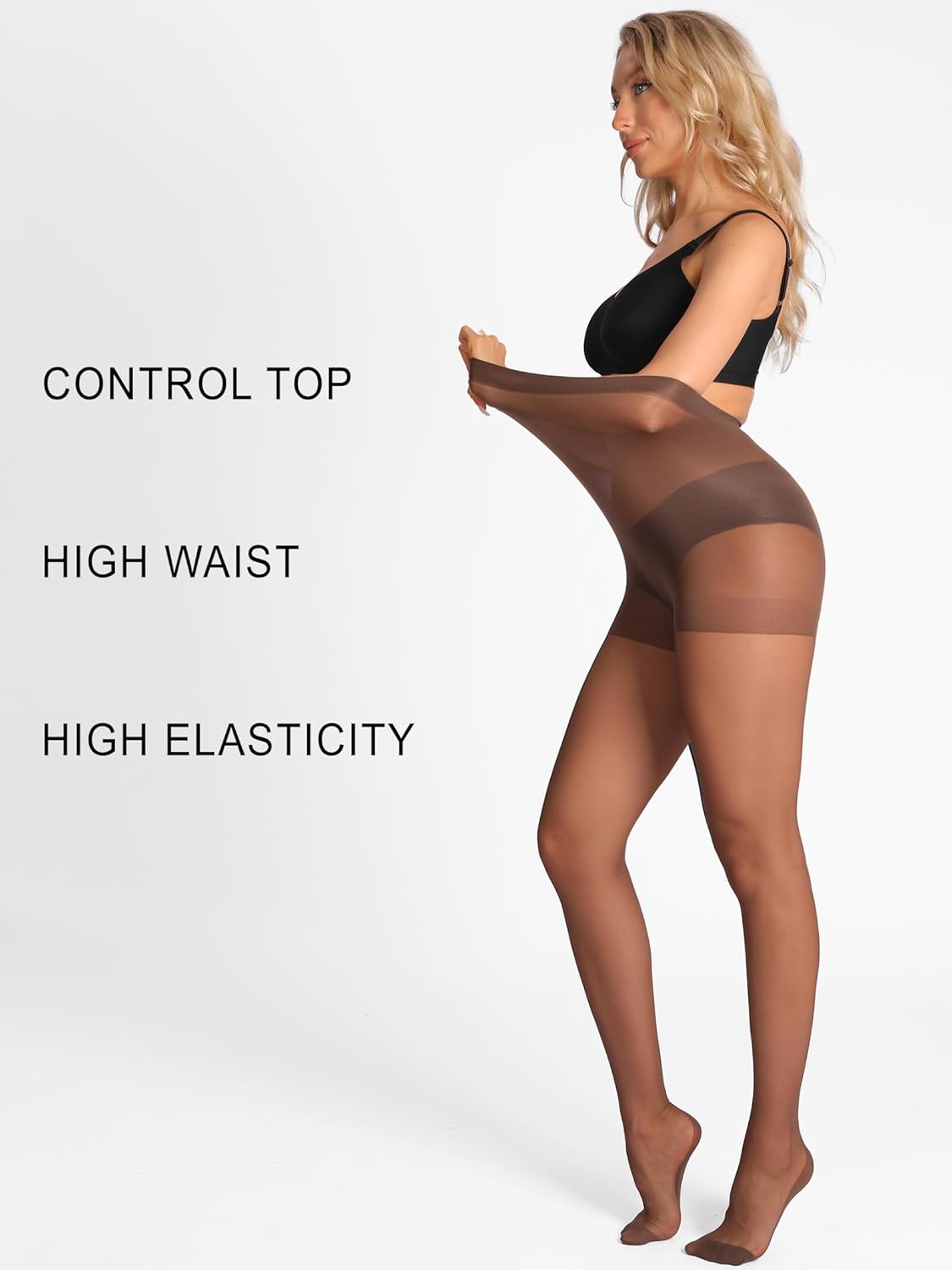 HONENNA Back Seam Pantyhose for Women Black Sheer Tights with Line Down Back Control Top Stockings - Image 3