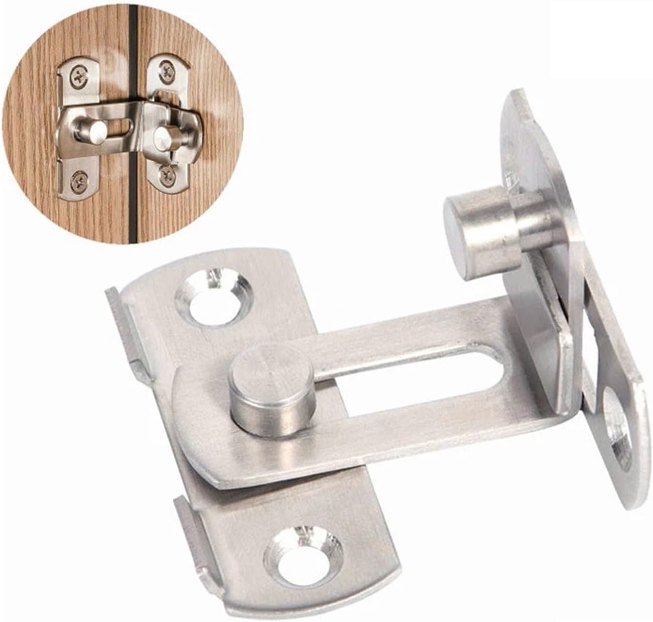 BREAKA Door Lock 90 Degree Barn Door Bolt Stainless Steel Hook Latch Window Cabinet Locks with Screws Right Angle Sliding Gate Lock