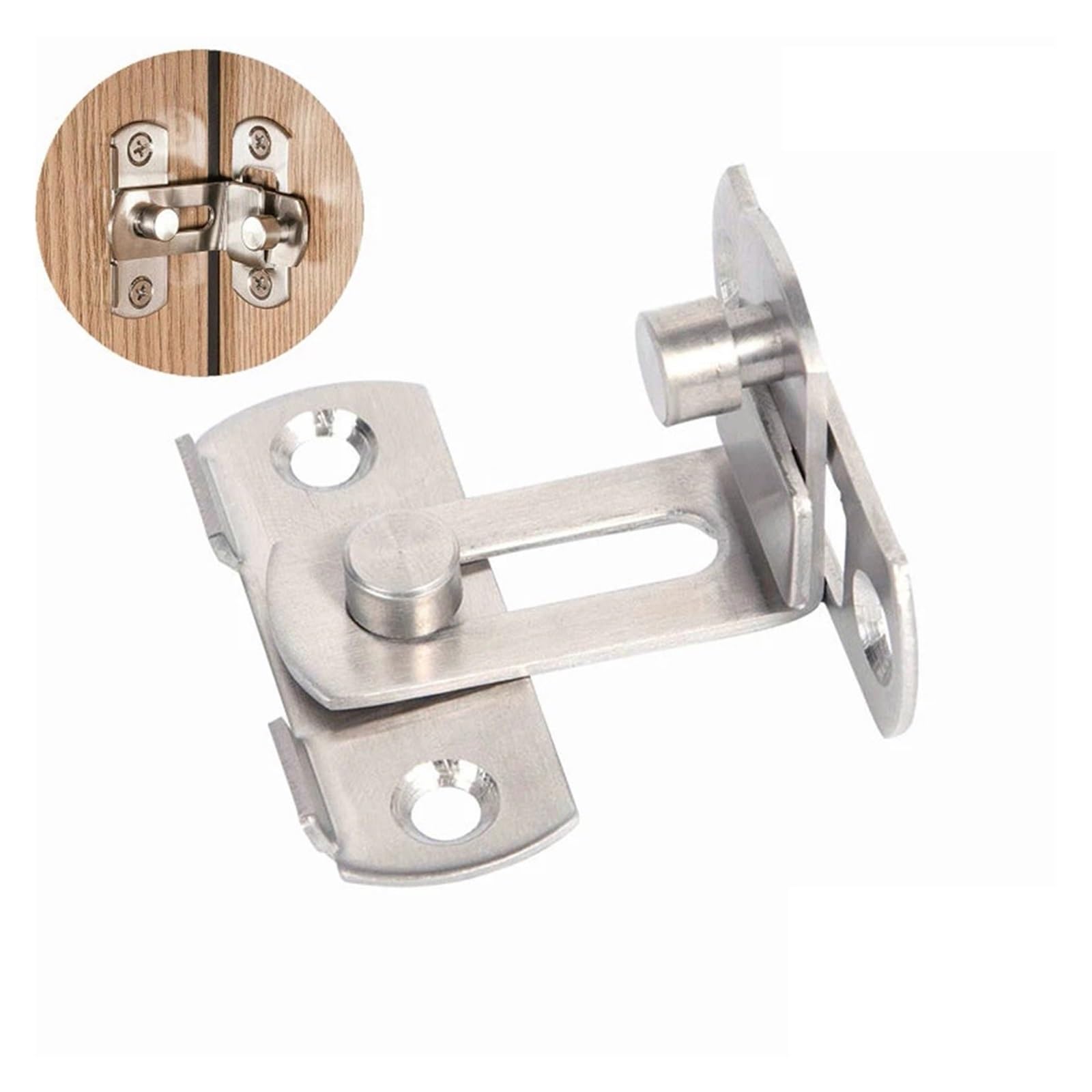 Zamek z obrotowym ryglem do drzwi, Zatrzask przesuwny do drzwi uchylnych 90 stopni, 5 szt. Stal węglowa Czarny Srebrny 50-70 mm(Silver(50/70mm))
