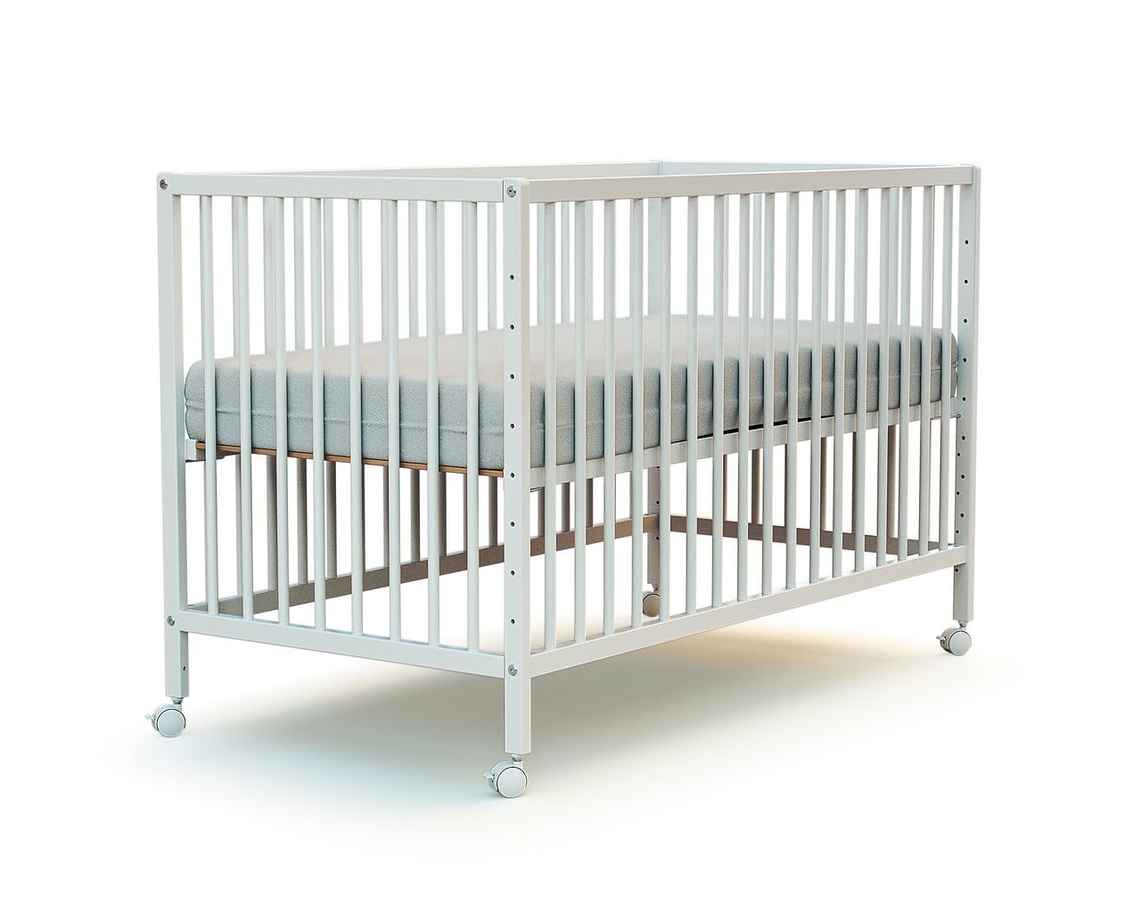 Webaby - Beistell-Babybett aus Holz 60x120cm Weiß LIO | Kinderbett Co-Sleeping babybett | Von Geburt an | Höhenverstellbar | Lattenrost