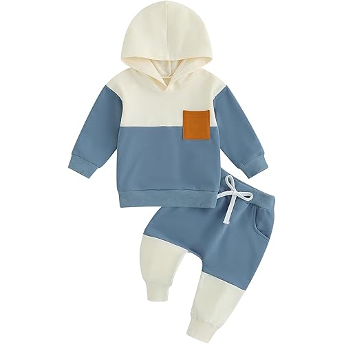Infant Baby Boy Fall Winter Clothes Outfits Hooded Long Sweatshirt Pants Set Toddler Clothes 6 12 18 24 Months 2T