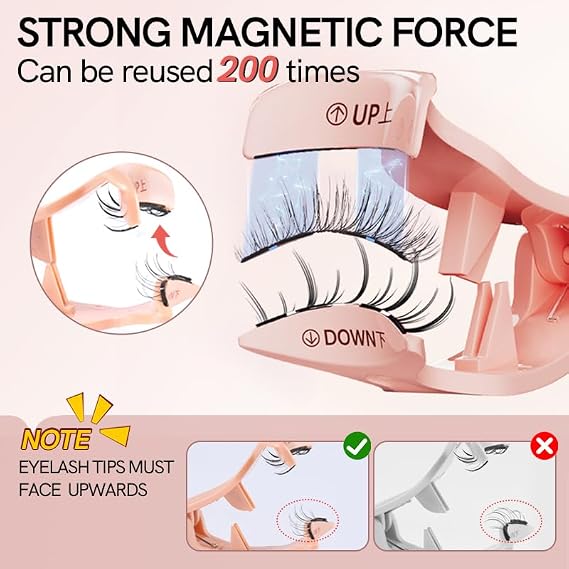 Magnetic Eyelashes with Applicator Natural Reusable Soft Magnetic Lashes Without Eyeliner, Glue-free False Eyelashes Lightweight, Waterproof, Easy to Wear, No Makeup Remover Required(Beauty Style)