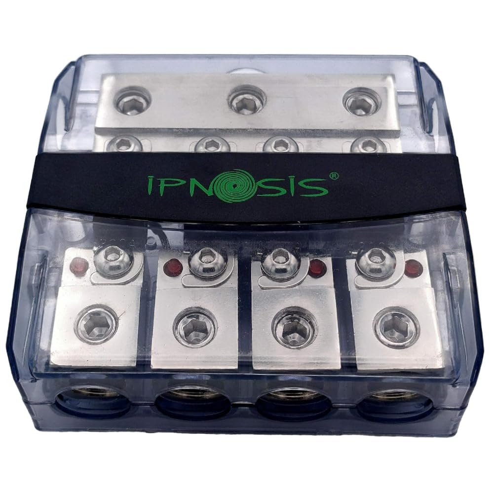 1 IPNOSIS IPH-S450 IPH S450 portafusibile distributore di corrente, 3 ingressi 4 uscite per cavi 50 mm 0 AWG, 1 pezzo