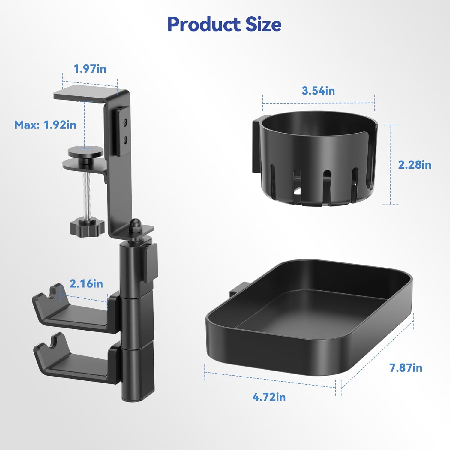 KDD Desk Cup Holder with 2 Headphone Hook - Rotating Pencil Holder & Detachable Drawer Tray - Clamp on Under Desk Headphone Holder Hidden Storage for Office School Home Accessories - Image 8