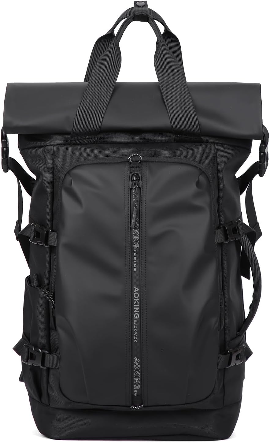 Rolltop Backpack, Travel Backpacks for Men Women, Anti Theft Backpack with 15.6-inch Laptop Compartment, Waterproof Backpacks for Work, Business, Commuter and College