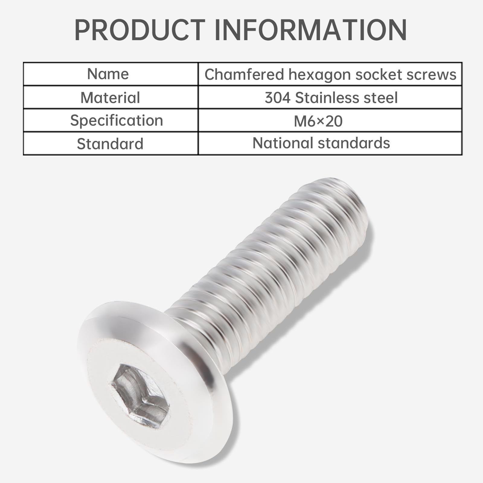 Smgda 20Pcs M6 x 20mm Flat Head Hex Socket Cap Screws Bolts, 304 Stainless Steel Furniture Connector Bolt, Allen Hex Drive - Image 3