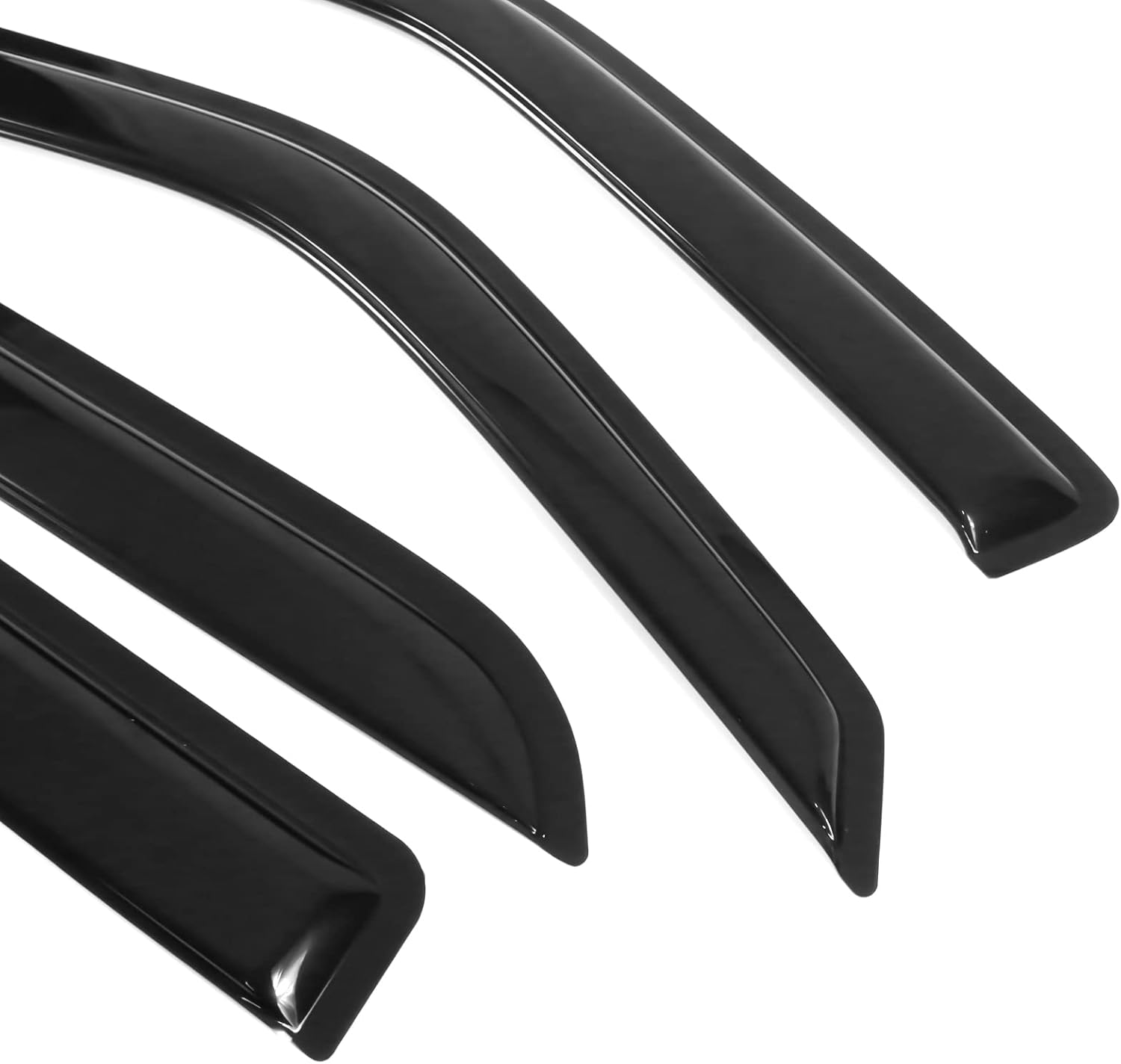 FREEMOTOR802® Tape-on Side Window Visors Wind Deflectors Rain Guards Vent Visors, Compatible with 2001-2003 Ford F-150 Crew Cab, 2002-2003 Lincoln Blackwood, Slim Style Smoke Tinted Acrylic 4 Pieces