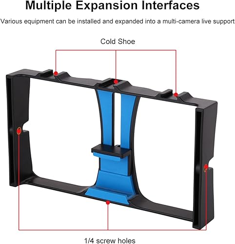 Miniatura 5 de Soporte de jaula de video para teléfono inteligente, estabilizador de video para teléfono, jaula de vlogging, con zapata fría y agujero de tornillo