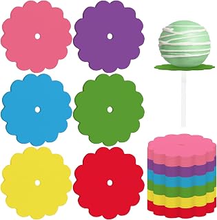 100 Pcs Scalloped Cake Pop Boards with Hole Cake Base, Multicolor