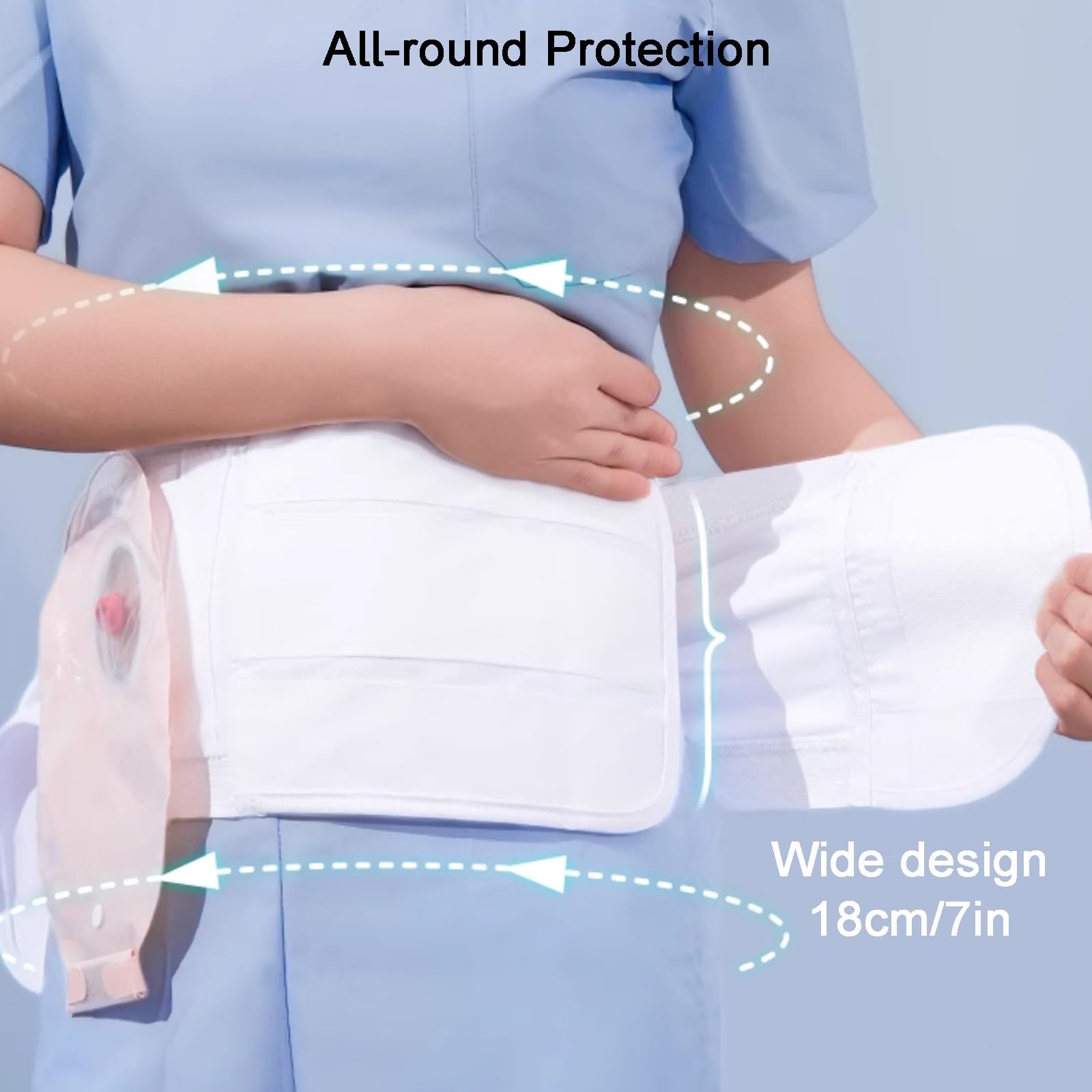 Fascia Addominale Post Operatoria, Fascia Elastica Lombare, Design Regolabile, Protezione Completa, Unisex, per la Cura di Colostomie e Ileostomie(M)