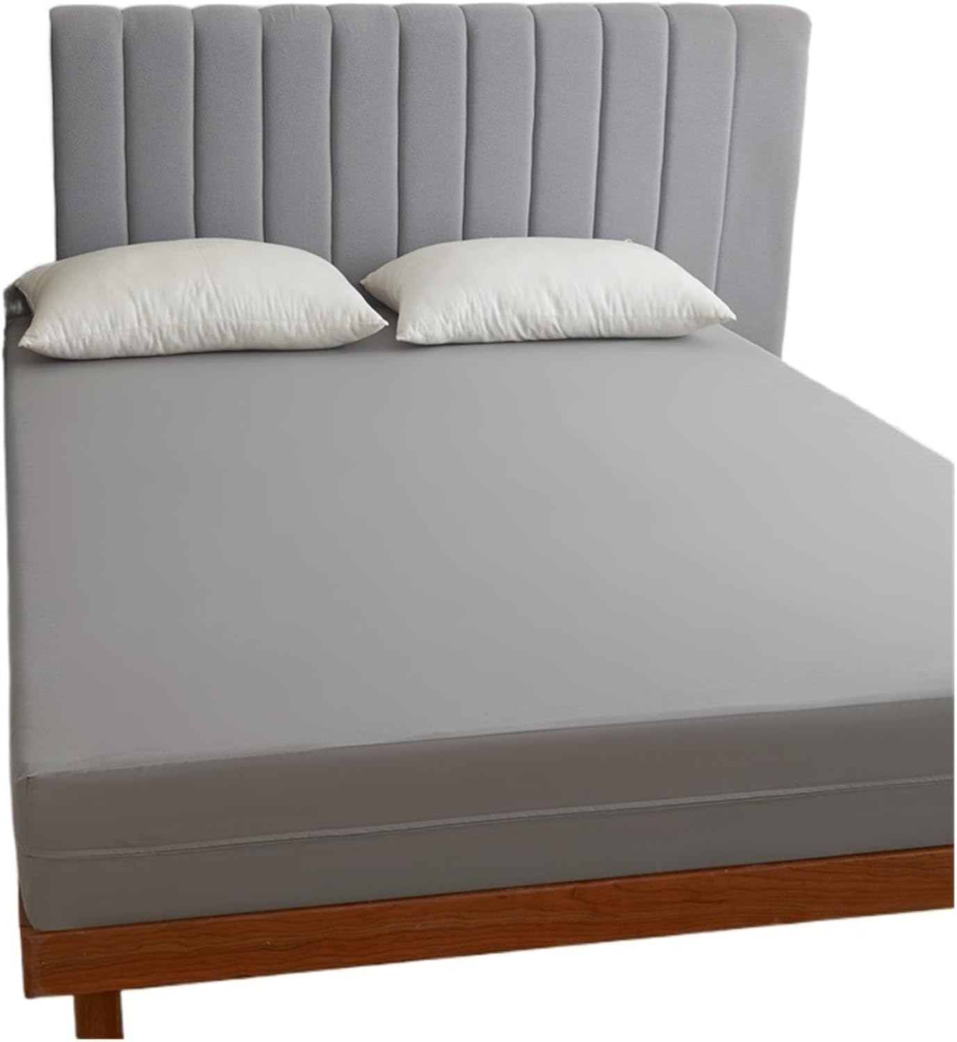 Protector de colchón impermeable gris de 152x203x46 cm con cremallera