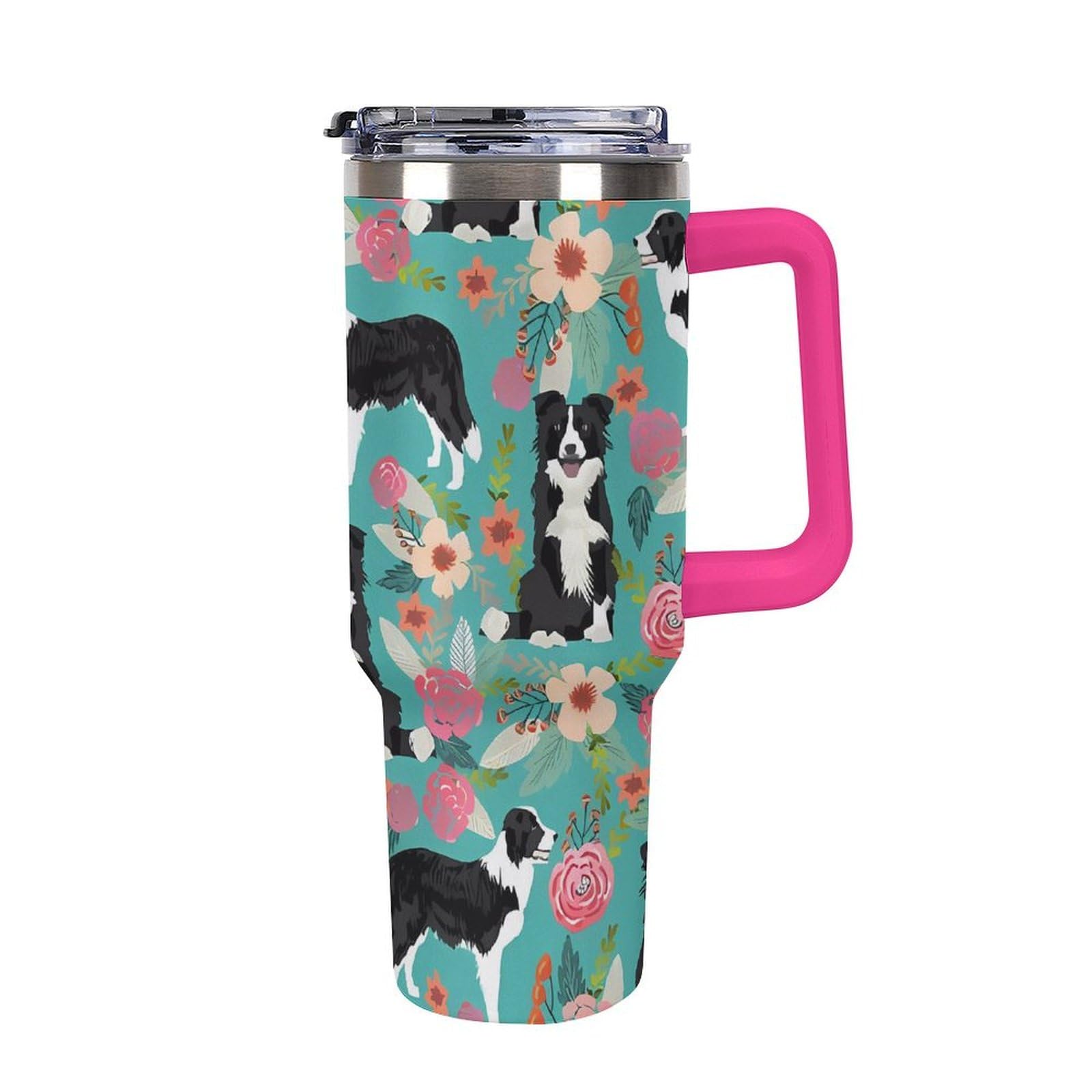 Porte-gobelet de voiture étanche floral Border Collie lavable pour console centrale