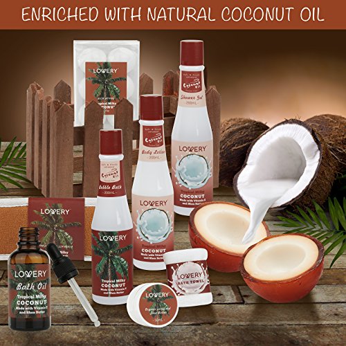 Gifts For Women And Men, Organic Spa Gift Basket In Heavenly Coconut, 16Pc All Natural Bath & Body Set With Coconut Oil, Organic Unrefined Shea Butter, Loofah, 2 Pure Soaps, 6 Bath Bombs & More #TOP1