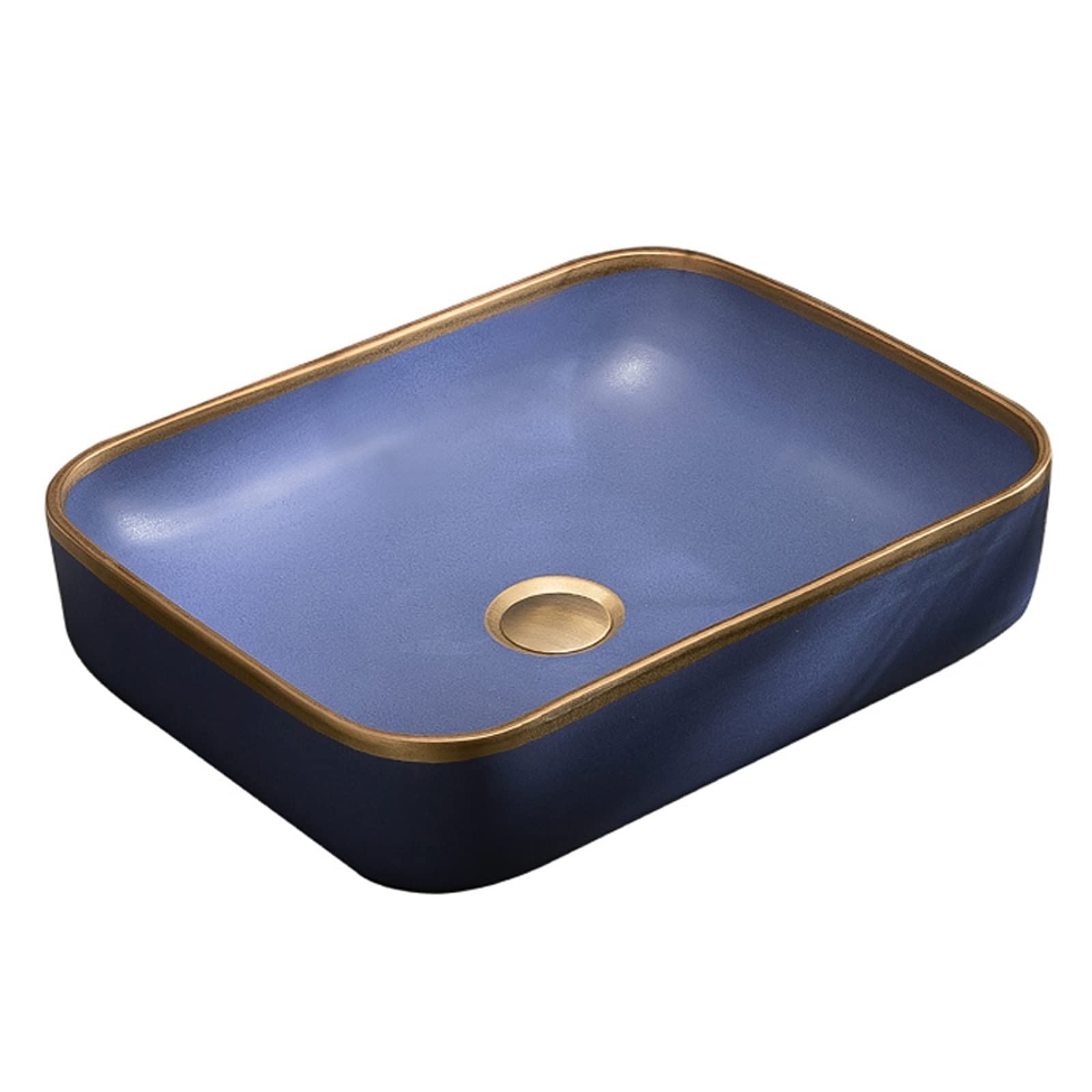 WOTZOV Bathoom Sink 20.4"×15.7" Rectangular Bathroom Basin Sink Porcelain Vessel Sink Art Basin Vanity Cabinet Countertop Sink Bathroom Vessel Sinks,Green-One Size,Deep Blue One Size