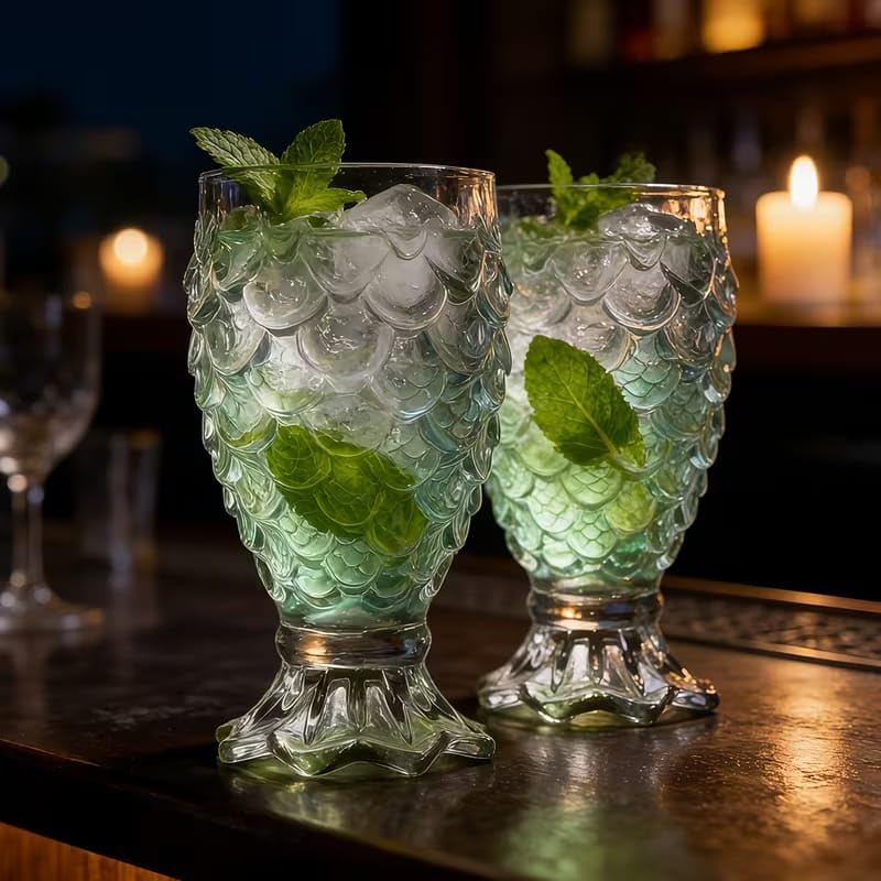 Image of PrimeWorld Juice Glasses Set of 6 (300 ml) | Heavy Base Beverage Cups with Unique Pineapple Design | Dishwasher Safe Glassware for Juice, Water, Milk, Iced Tea & Cocktails