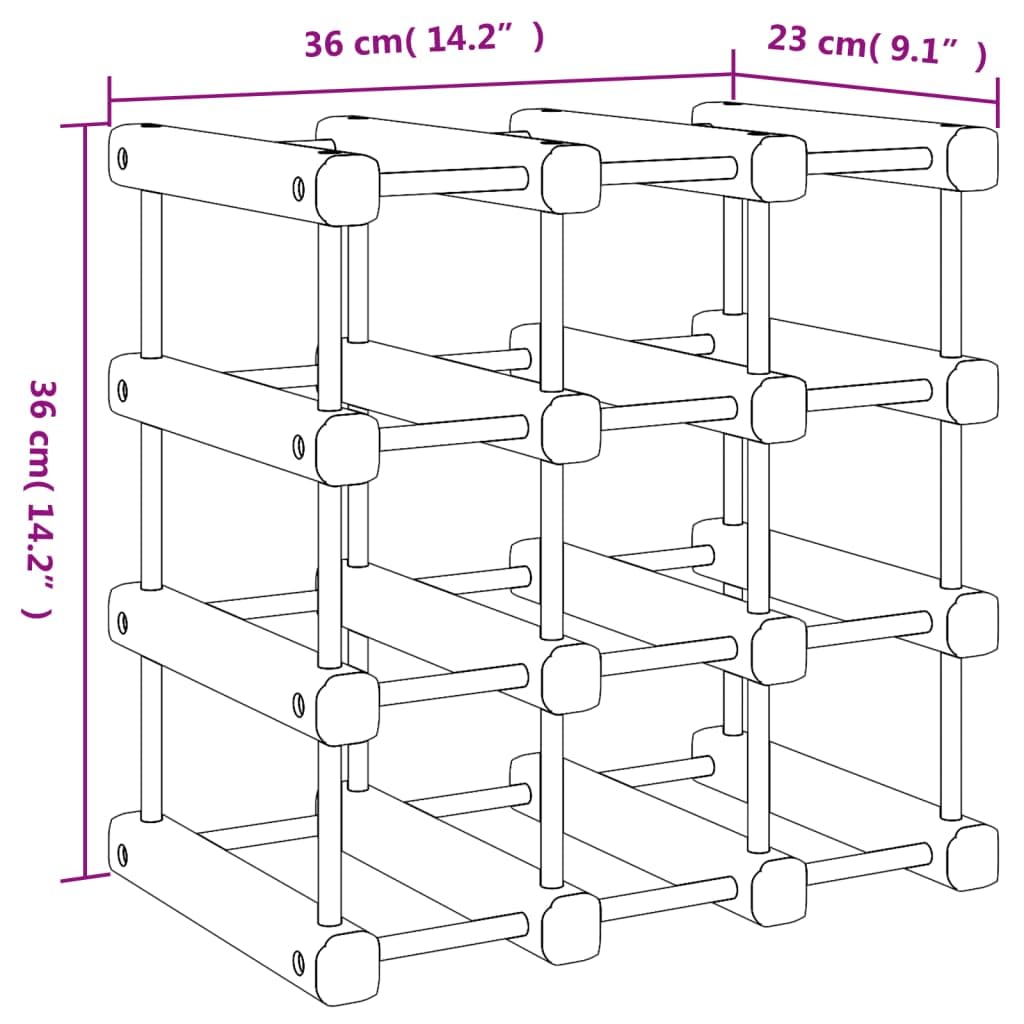 Weinregal für 12 Flaschen Massivholz Kiefer 36x23x36 cm | Stilvoller Flaschenständer für Küche, Speisekammer & Keller. Sichere, platzsparende Lagerung für Ihre Weine.