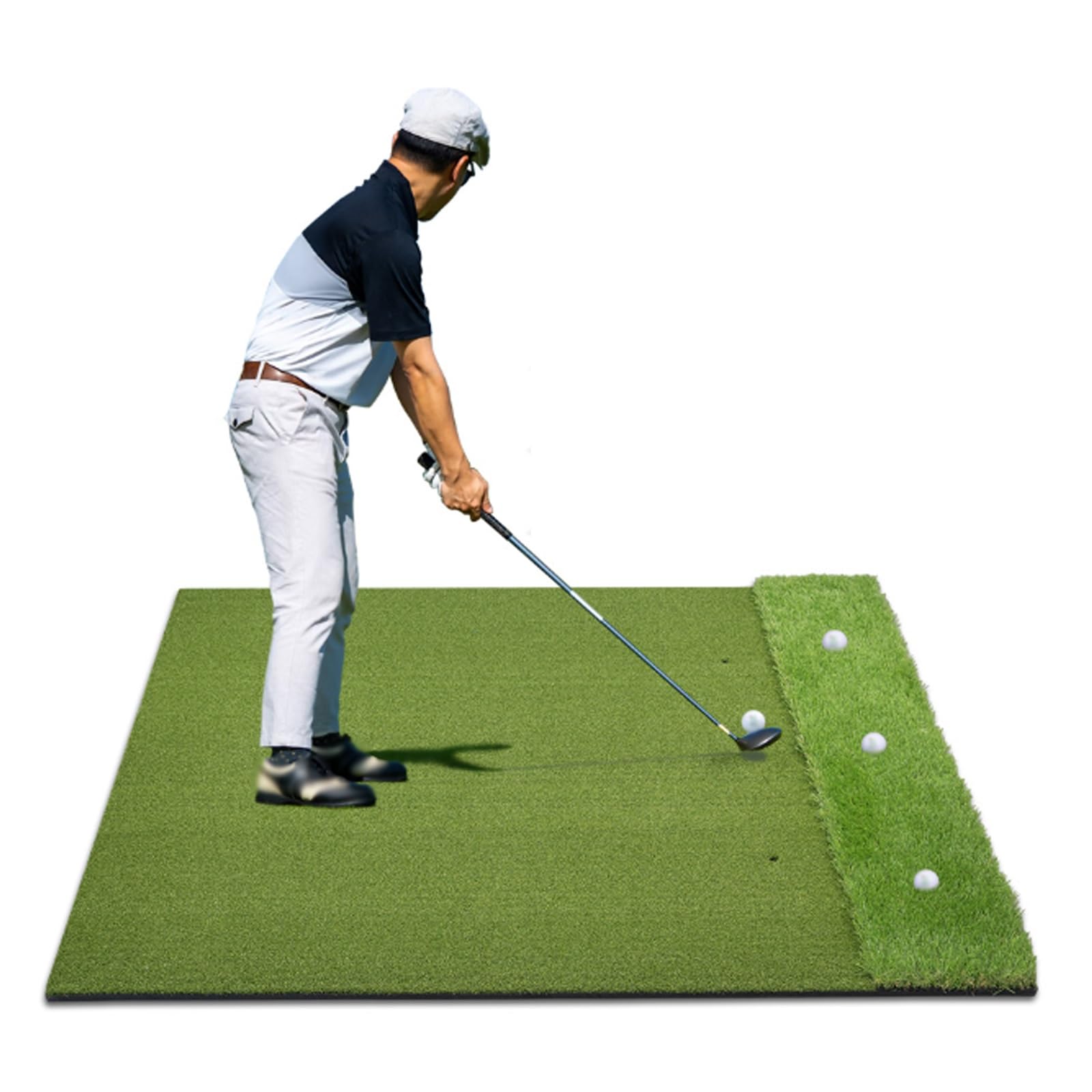 Tappetino da golf, design a doppio tappeto erboso per interni ed esterni, con base in EVA per assorbimento degli urti, tappetino portatile per allenamento in cortile e campo di guida