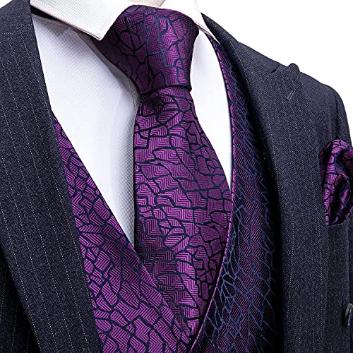 Image of Barry.Wang Mens Suit Vest Paisley /Flower Silk Jacquard Waistcoat Ties Set Formal /Leisure 5PCS