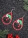 Christmas Red White Green Earrings Gift Holiday Earrings for Women (Green hand)