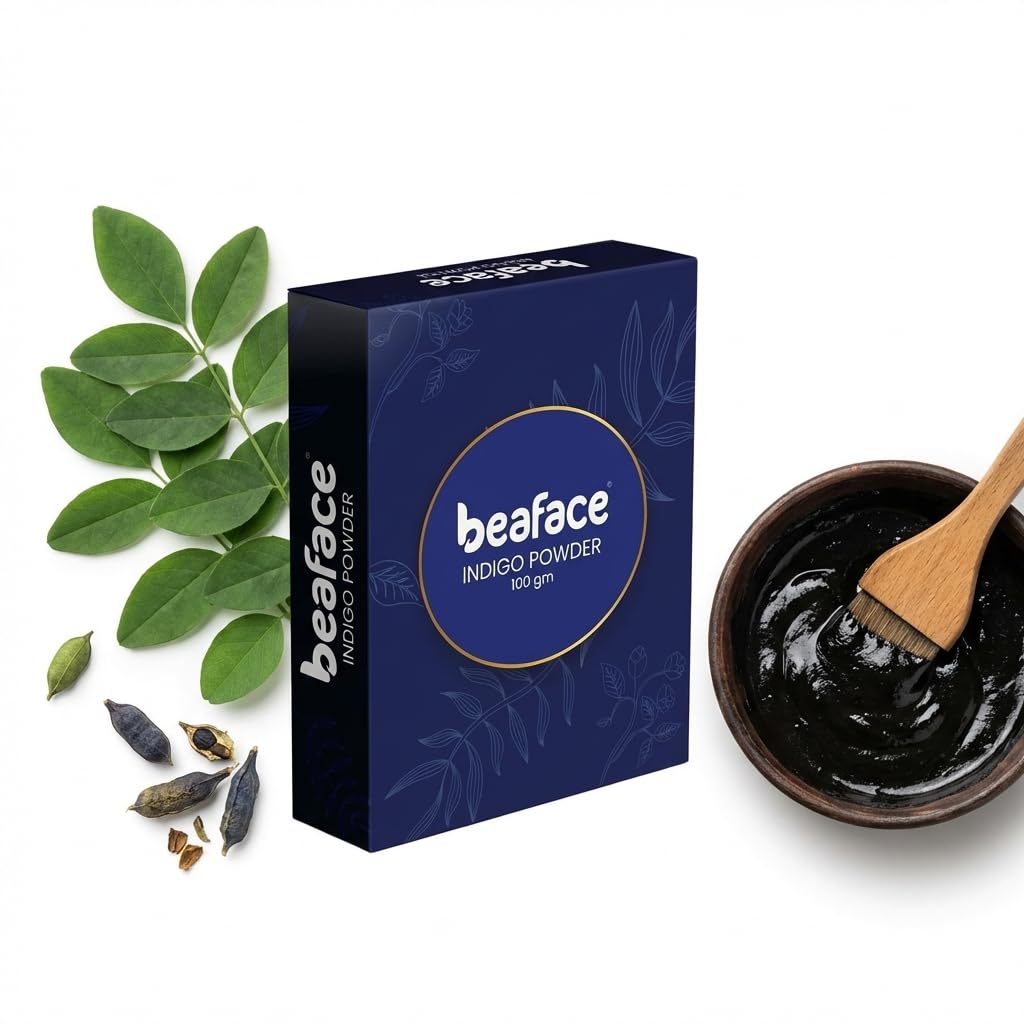 Beaface Organic Indigo Powder 100 gm | Natural Hair Color for Black Hair | Indigo Leaf Powder | No Added Colors or Preservatives-picture-26