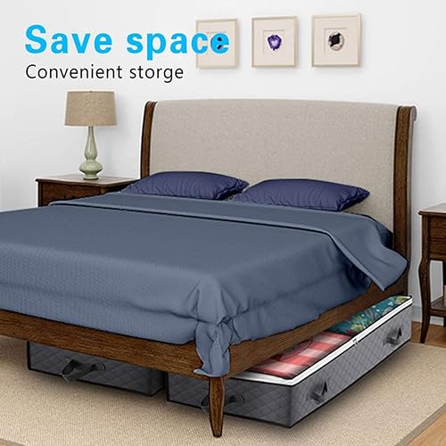 Miniatura 6 de DinQ Paquete de 2 cajas de almacenamiento Queen debajo de la cama con ventana transparente, cubierta con cremallera y asas reforzadas para ropa,