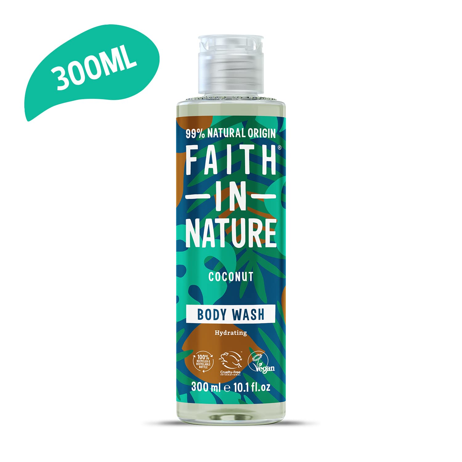 Faith In Nature 300 ml Natural Coconut Body Wash, Hydrating, Vegan and Cruelty Free, No SLS or Parabens, Off White, 300 ml (Pack of 1) - Image 2