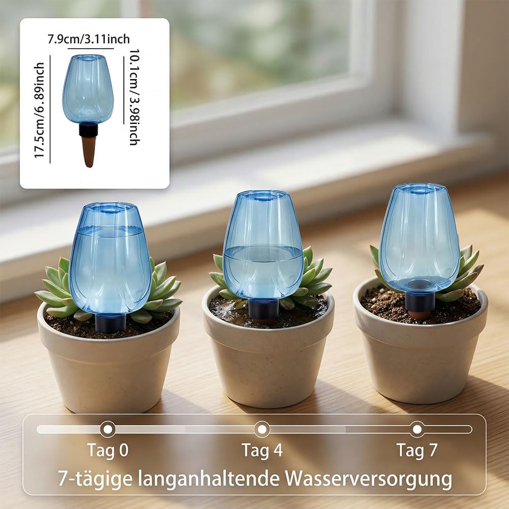 Generisch Bewässerungskugeln für Zimmerpflanzen, 500ml/350ml Bewässerungskugeln Ton für Balkonpflanzen Zimmerpflanzen Outdoor, Tonspitzen Pflanzen Selbstbewässerung (Blau-10, 350ML)