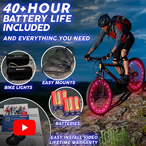 Activ Life Led Bike Wheel Lights: Light Up Your Summer Adventures, 100% Brighter & Visible From All Angles For Ultimate Safety And Style - Batteries Included, 2-Tire Pack, Pink #TOP4