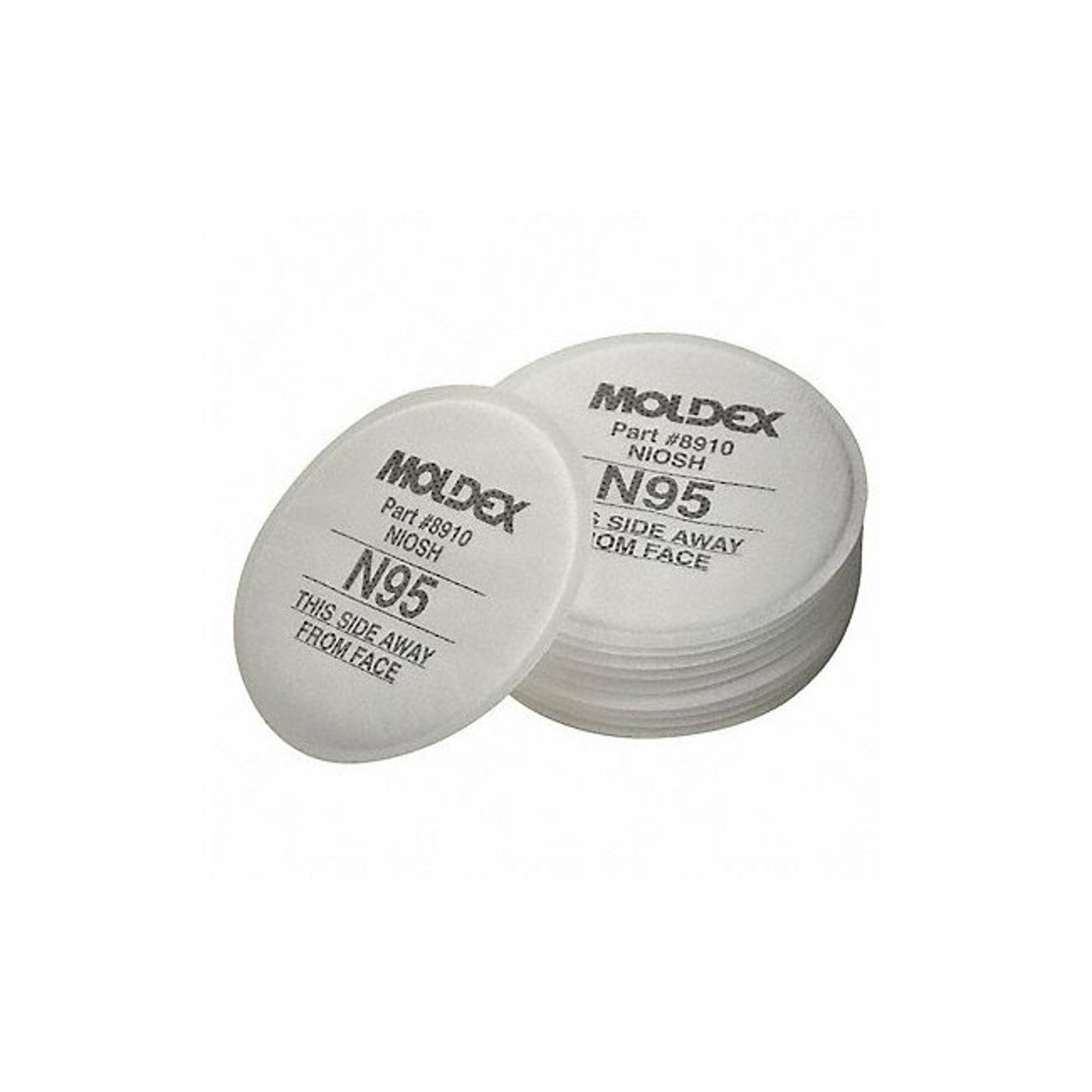N95 Particulate Pre Filters Box 10 Each by Moldex – One Size, Rubber, White, Pink, Pack of 5, Model 8910