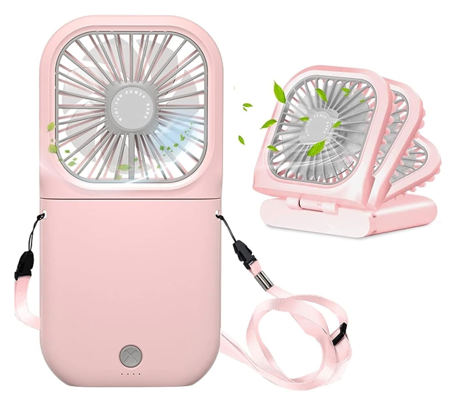 Generico Ventilatore da collo portatile for l'home office all'aperto | Mini, silenzioso, pieghevole, ricaricabile tramite USB, portatile(Pink)