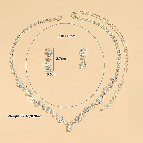 Miniatura 4 de Roe Dolph Juego de joyas de plata para novias, dama de honor, collar de cristal, aretes, pulsera, juego de gargantilla con diamantes de imitación