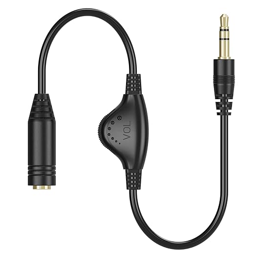 Cable de extensión de audio estéreo 3.5mm macho a hembra con control de volumen miniatura 3
