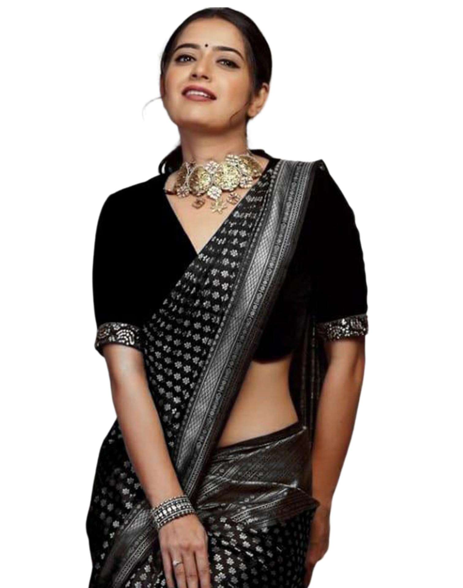 SIRIL Women's Soft Silk Saree | Banarasi Silk Sari | Jacquard Zari Work Saree With Unstitched Blouse Piece