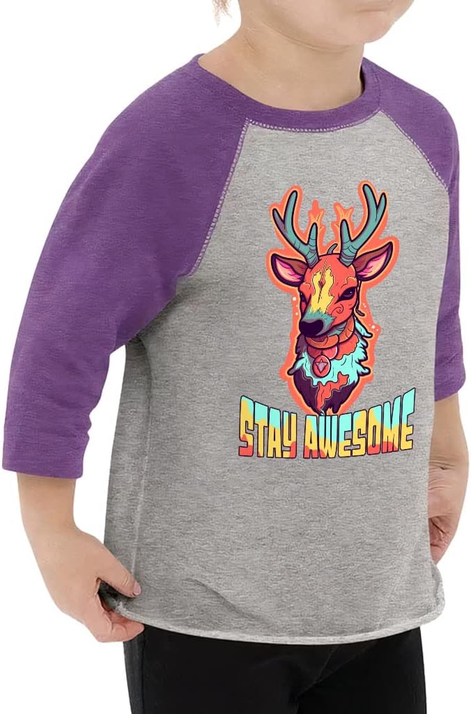 Awesome Toddler Baseball T-Shirt - Colorful 3/4 Sleeve T-Shirt - Illustration Kids' Baseball Tee