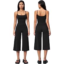 Women 2 Piece Workout Set Adjustable Spaghetti Straps Tank Top and High Waist Active Wide Leg Capri Pants Yoga Outfits