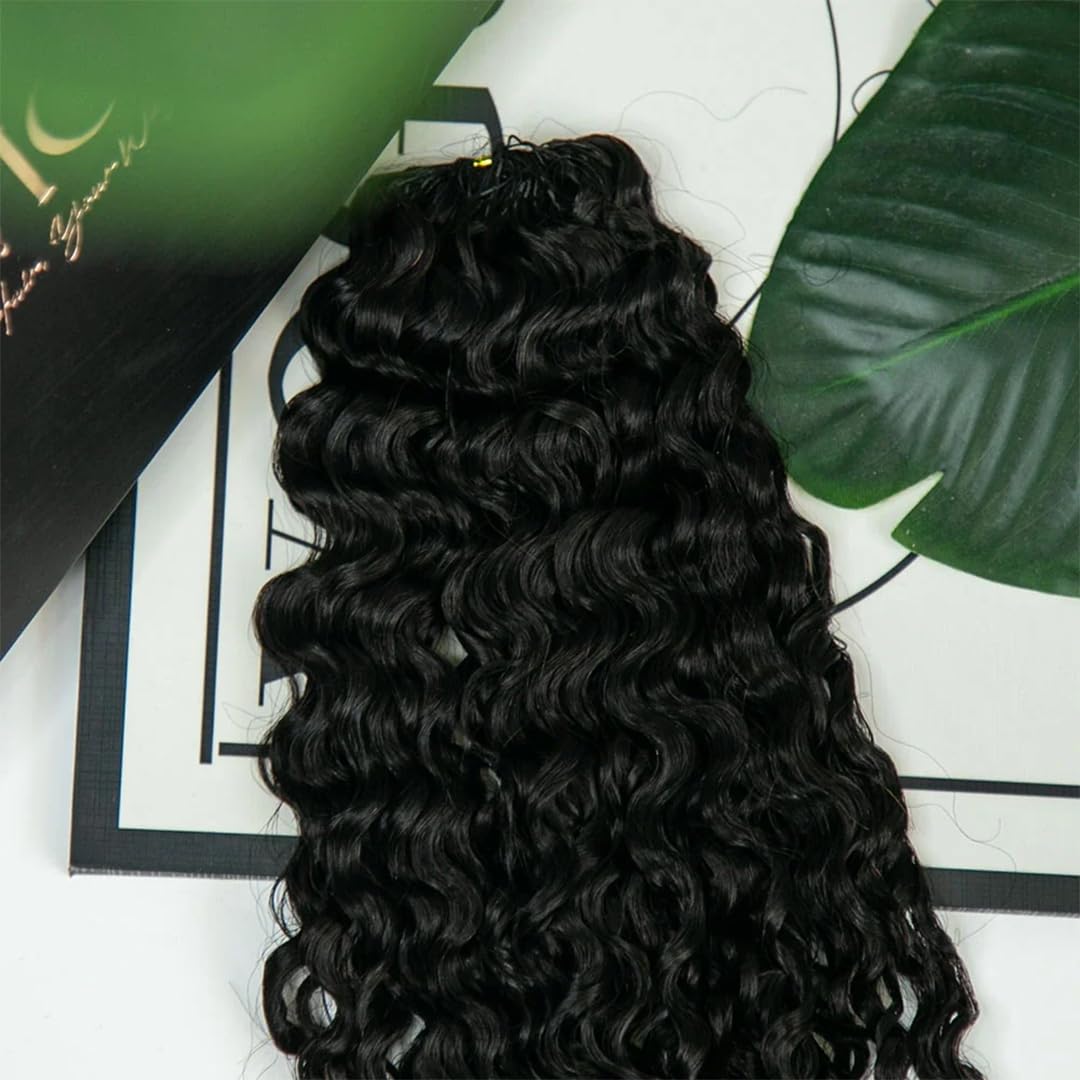 YWIGS Water Curly Human Crochet Hair Burmese Curly Invisible Crochet Human Hair Extensions 20" NC 100 Strands