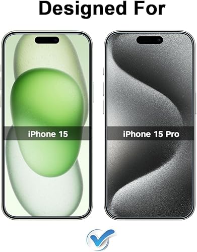 Miniatura 2 de Paquete de 2 protectores de pantalla anti luz azul para iPhone 15iPhone 15 Pro, película protectora de vidrio templado con filtro de rayos azules,