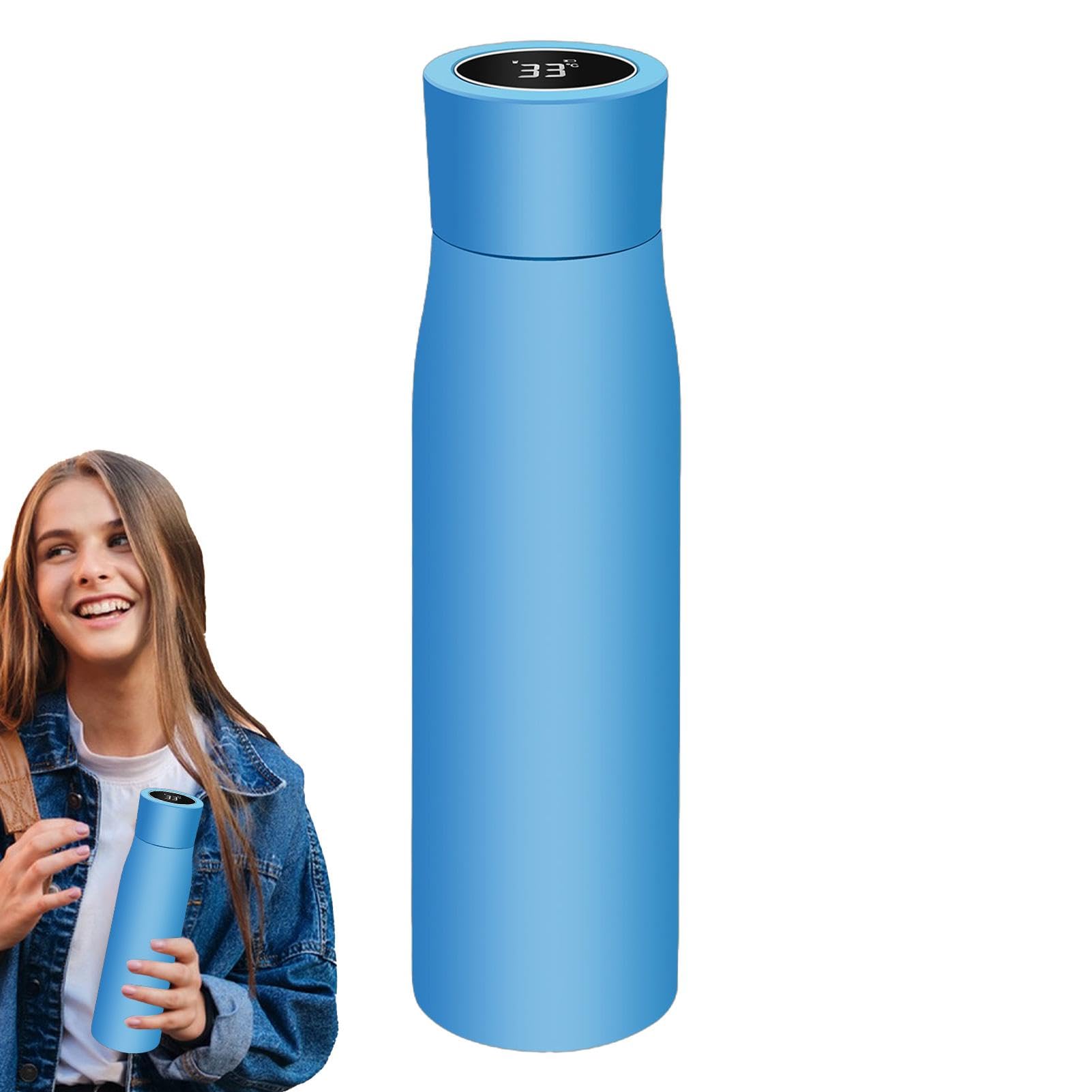 Intelligente Wasserflasche mit Erinnerung an das Trinken von Wasser – | Wasserflaschen aus Edelstahl, Thermosflasche mit Temperaturanzeige mit intelligentem Wecker | Flasche aus Edelstahl