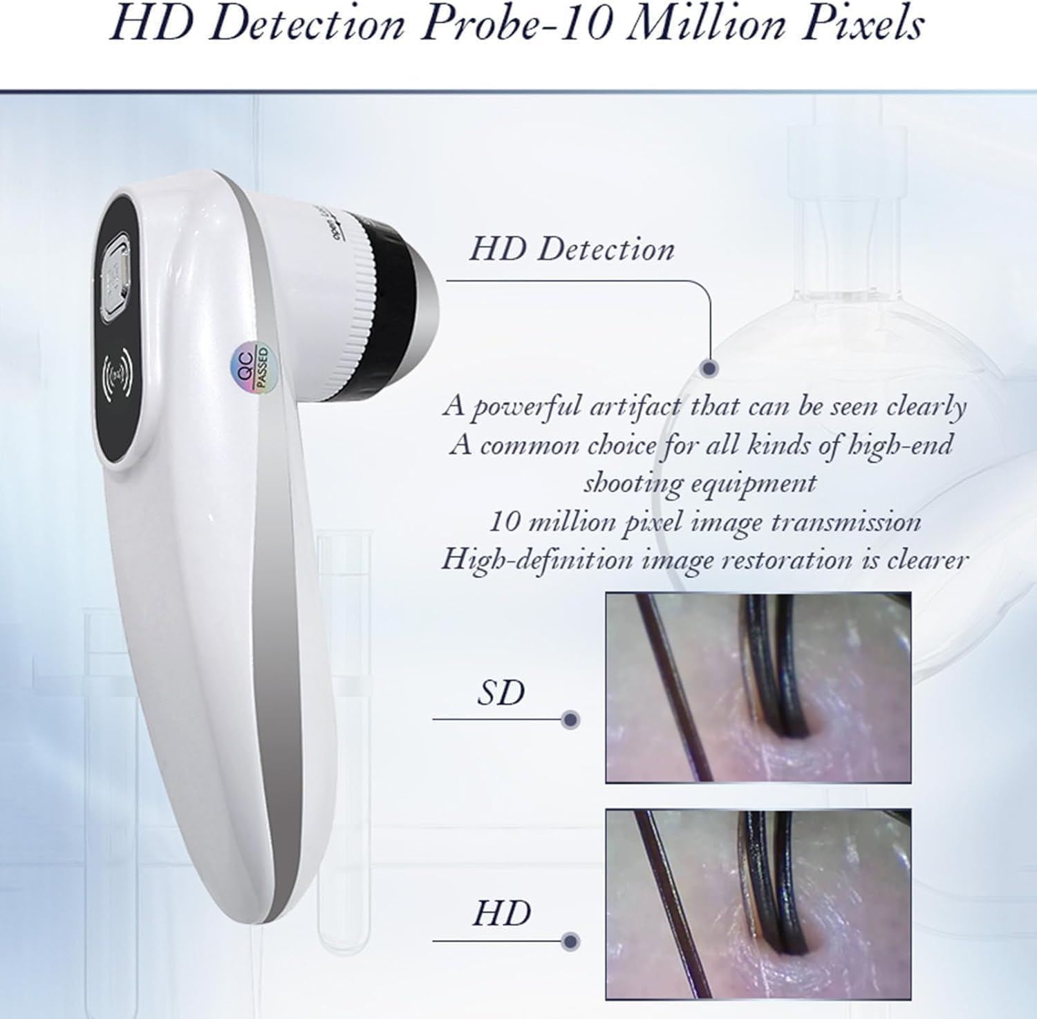 Analizador de piel recargable, escáner de pelo con pantalla LCD, detector digital de humedad y microscopio del cuero cabelludo para belleza y uso doméstico