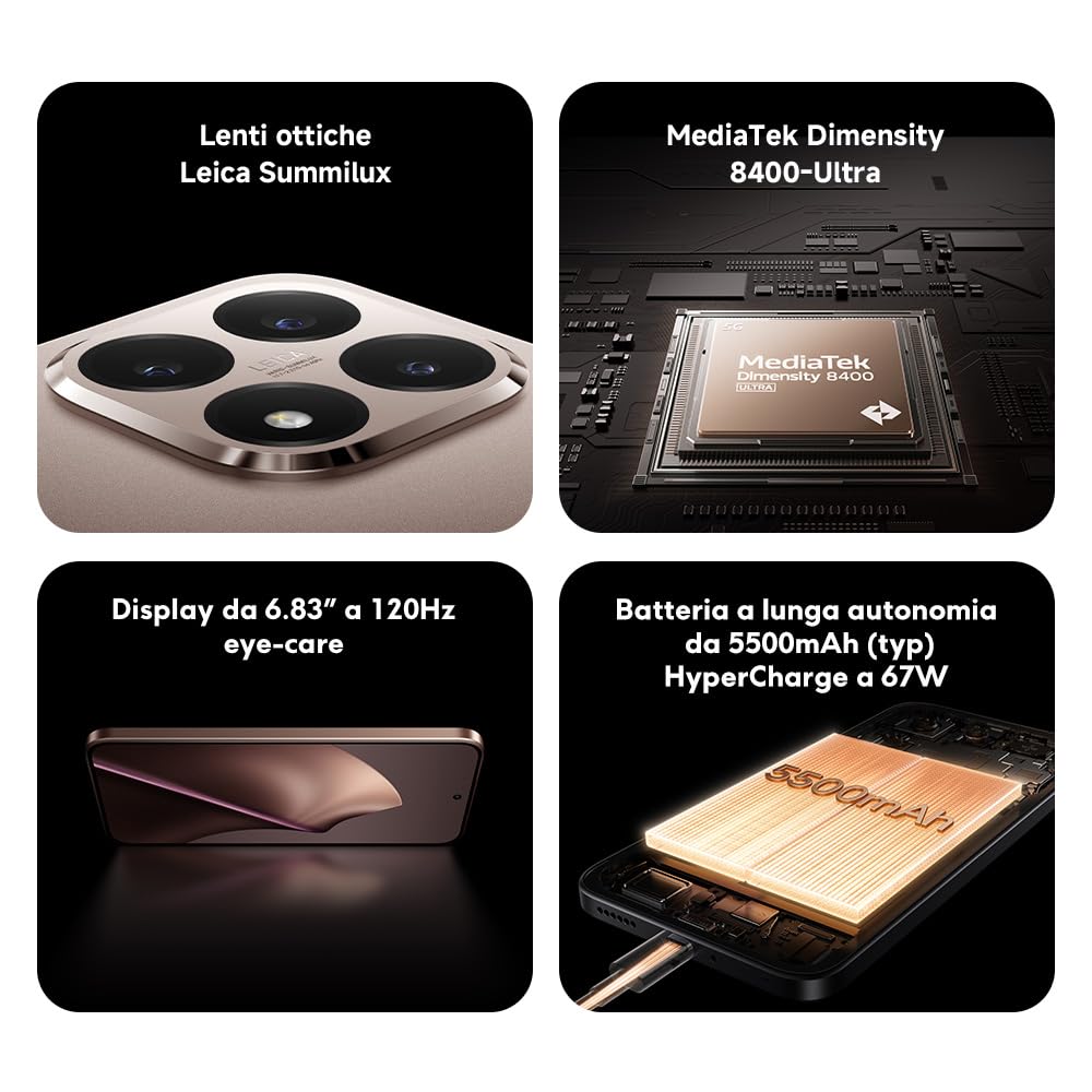 Xiaomi 15T, Smartphone 12+256GB, Display 6,83" 120Hz, MediaTek Dimensity 8400-Ultra, Leica Summilux 50MP, 5500mAh, Nero, 2 anni Garanzia, Caricabatterie non incluso + Xiaomi Photo Printer Pro