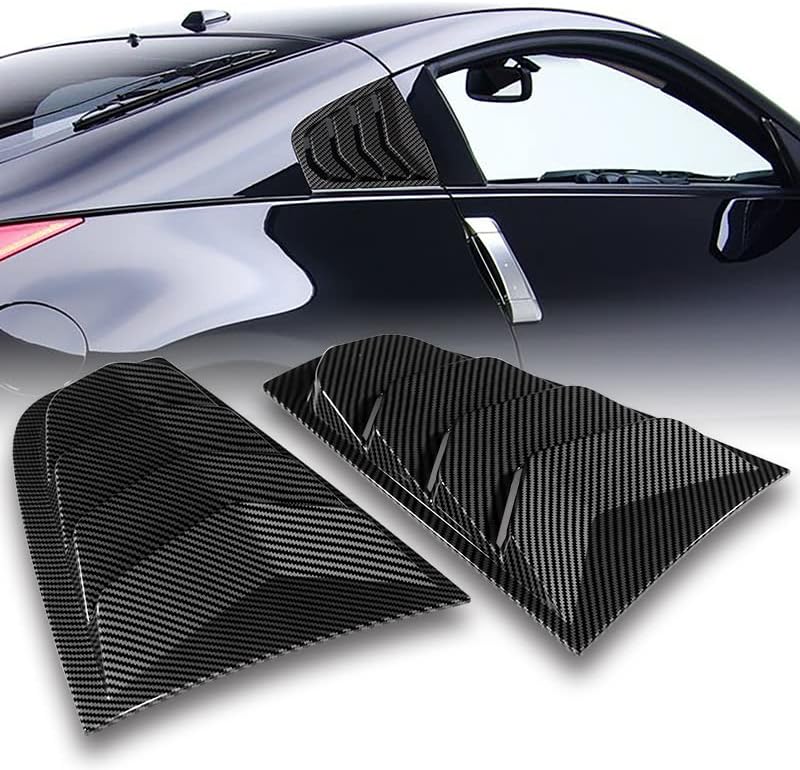 HYPERSPEED ABS Rear Side Window Louvers Air Vent Scoop Shades Cover Blinds 2PCS Fit for 2003 2004 2005 2006 2007 2008 Nissan 350Z, Car Mods Exterior Accessories Replacement Part Assembly (Matte Black)